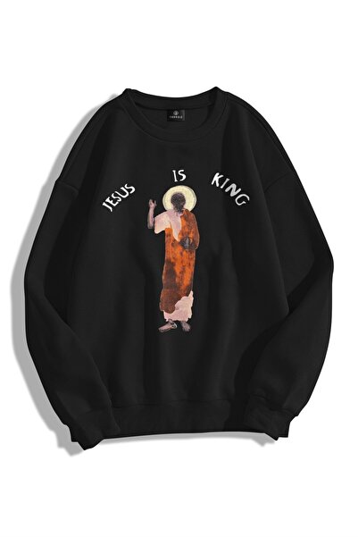 kahire Унисекс суичър с деколте с качулка Jesus Is King
