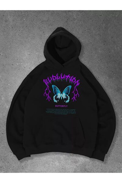kahire Hanorac unisex Butterfly Negru