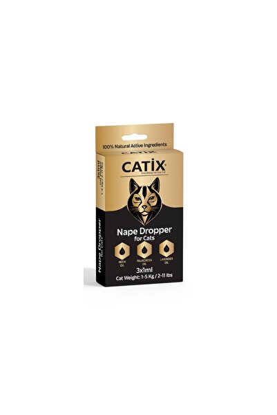 CATİX Kedi Dış Parazit Ense Deri Damlası Bit Pire Anti Parazit Uzaklaştırıcı Bitkisel 3x1 ml 1-5 Kg