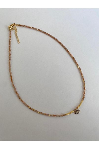 marsel aksesuar Powder Pink Colored Evil Eye Figured Bead Necklace