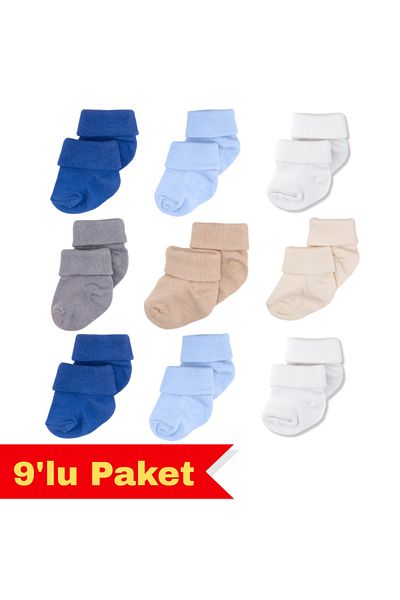 Novibaby 9 Pack Bamboo Newborn Baby Socks, Girls Boys Socks, White Ecru Pink Multicolor