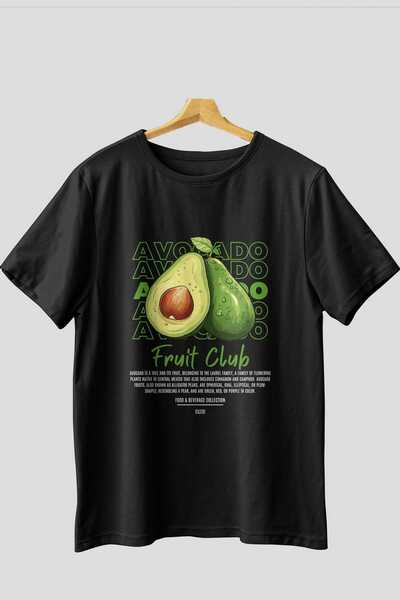 Ankhises Μπλουζάκι με μπροστινό στάμπα αβοκάντο Μαύρο Oversize Ανδρικό Γυναικείο Βαμβακερό μπλουζάκι με λαιμόκοψη