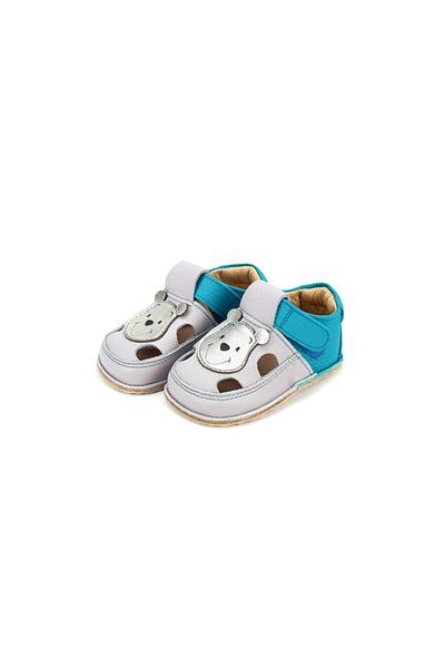 tega shoes Barefoot Baby Sandals, First Steps, Genuine Leather, Grey/Blue