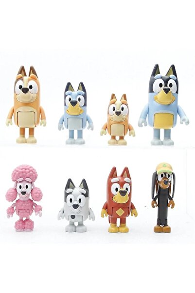 OEM Set figurine Bluey si prietenii, 8 piese, PVC, multicolor + Set Plastilina Inteligenta, Magic Clay,