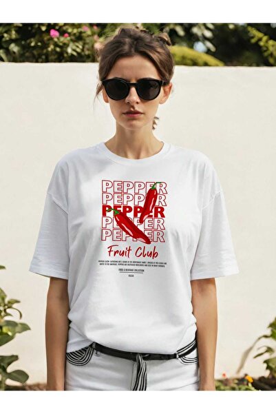 Ankhises Μπλουζάκι Pepper με μπροστινό εμπριμέ λευκό υπερμεγέθη ανδρικό γυναι...