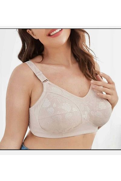 NARIYA Women's Plus Size Bra Gatherer 110-130 D Cup Bra Minimizer Black Skin Wide Comfortable Gatherer