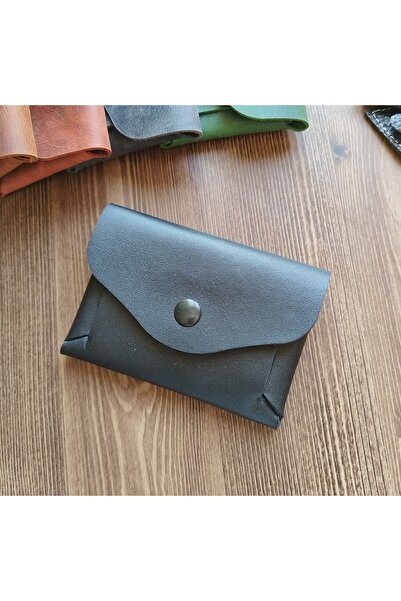 08dericraft حامل بطاقات مصنوع يدويًا من الجلد الطبيعي