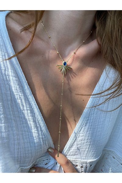 Hora Sariya Gem Crafted Gold Steel Necklace Pendant
