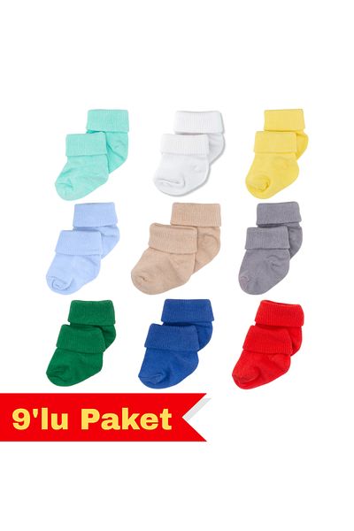 Novibaby 9 Pack Bamboo Newborn Baby Socks, Girls Boys Socks, White Ecru Pink Multicolor