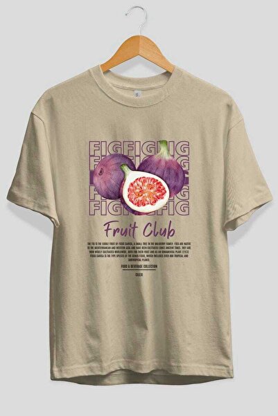 Ankhises Μπλουζάκι με μπροστινό στάμπα μπεζ oversize ανδρικό γυναικείο βαμβακερό μπλουζάκι με λαιμόκοψη