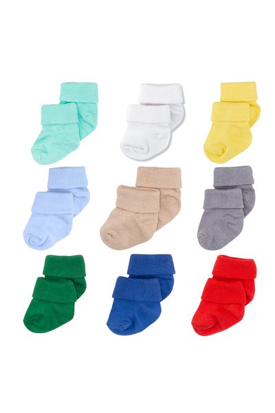 Novibaby 9 Pack Bamboo Newborn Baby Socks, Girls Boys Socks, White Ecru Pink Multicolor