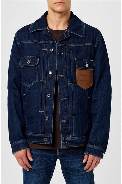 Dolce&Gabbana Jeans Denim Jacket Leather Pocket Logo