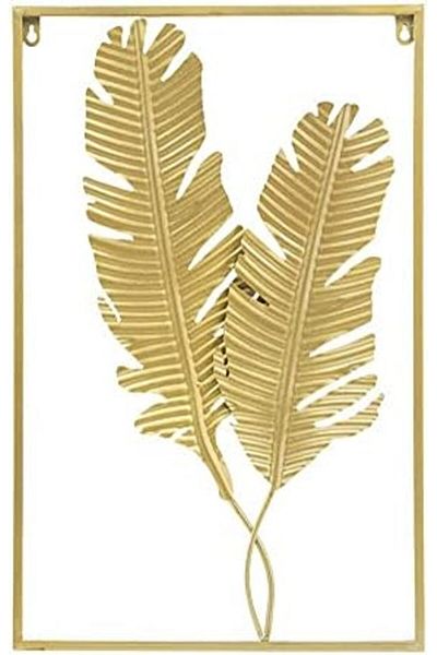 vgt Modern Metal Wall Decor, Natural Plants Leaves Wall Art Sculpture with Frame for Living Room Bedroom