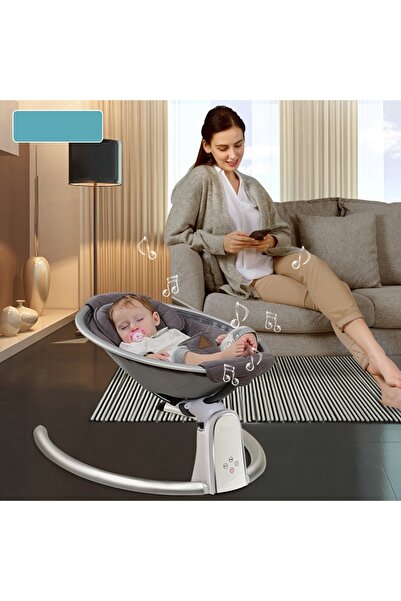 WePro Store Electric Baby Swing, Folding Roof, Mosquito Net, Bluetooth, Remote, LED Screen, Gray, WePro Store