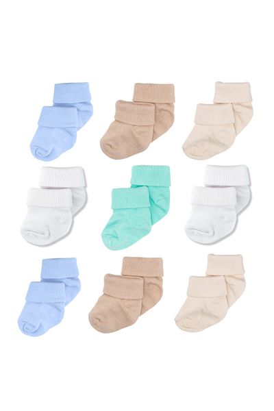 Novibaby 9 Pack Bamboo Newborn Baby Socks, Girls Boys Socks, White Ecru Pink Multicolor