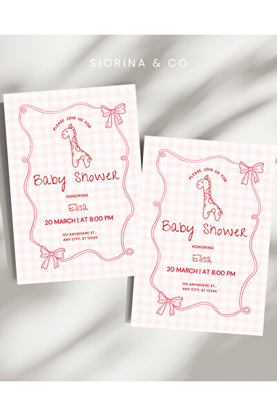 Siorina Events Baby Shower Çocuk Bebek Doğum Günü Davetiyesi Kişiselleştirile...
