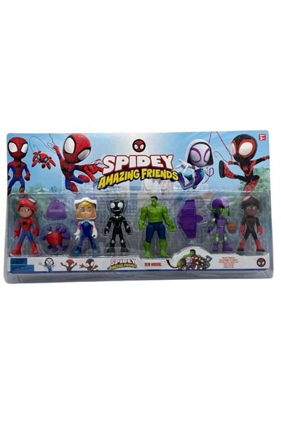 OEM Set 6 figurine, Spidey și prietenii, multicolor, 10 cm + pastă de modelat inteligentă, accesorii, 12