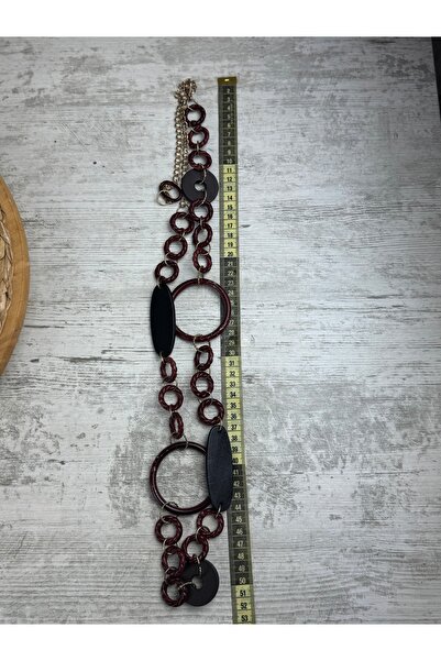 SEDEF TAKI Acı kahve halkalı uzun kolye