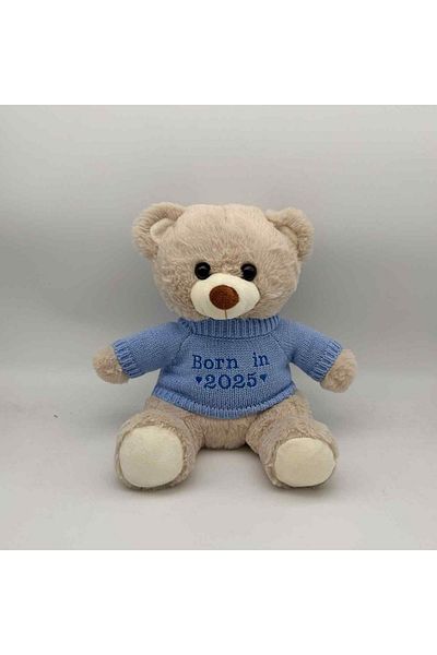 TUDIMAR Teddy bear with embroidered baby blue plover,,Born in 2025,,