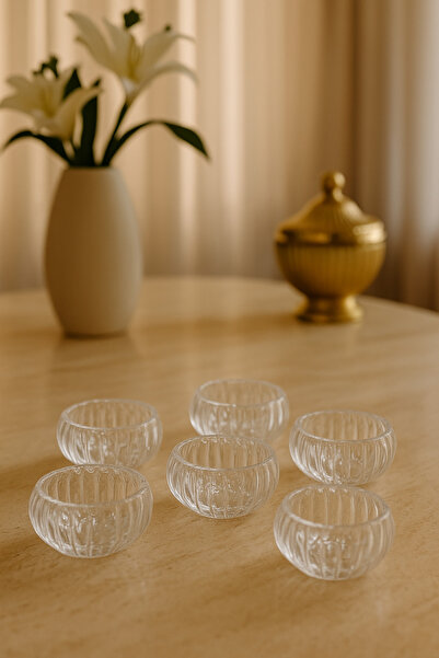 CEZVE HOME 6 Pieces Double-Walled Mini Sauce Bowl, Jam Bowl, Dragee Coffee Side Presentation Bowl