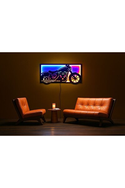 Adrift MOTOR Led Işıklı Tablo, Duvar Dekor Ahşap, Neon Işık, Duvar Süsü