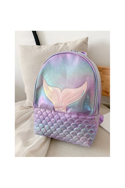 The Cloudish Shop Girl's Mermaid Mermaid Backpack Medium Size Bright Lilac One-Eyed