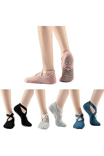 NEXIFY AJ Yoga Socks For Women Non-Slip Grips & Straps Non Slip Socks For Yoga Pilates Ideal For Pilates, B