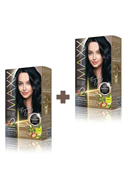 MAXX DELUXE 2'li Beauty Expert Set Saç Boyası 1.1 Mavi Siyah