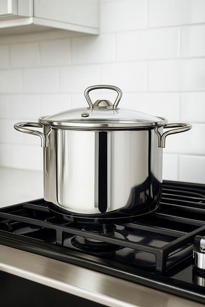 YUNUSOĞLU HOME Valencia 6 Piece 304 Quality Stainless Steel Stew Pot Set with Glass Lid 14-16-18 cm