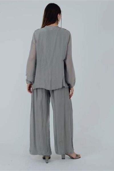 ZTO KADIN İPEK BLUZ PANTOLON İKİLİ TAKIM