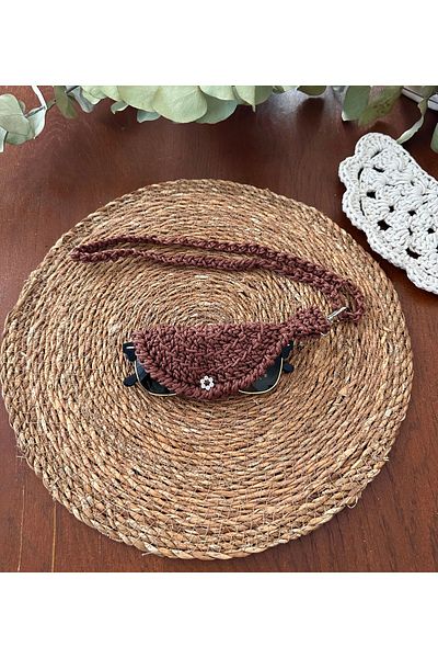 yucin Handmade Multipurpose Knitted Case |   Bag Coffee with Glasses Case, Keychain, Charm and Neck Strap