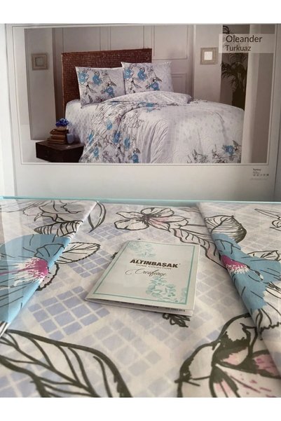 YGT Home Oleander Turquoise Double Ranforce Duvet Cover Set