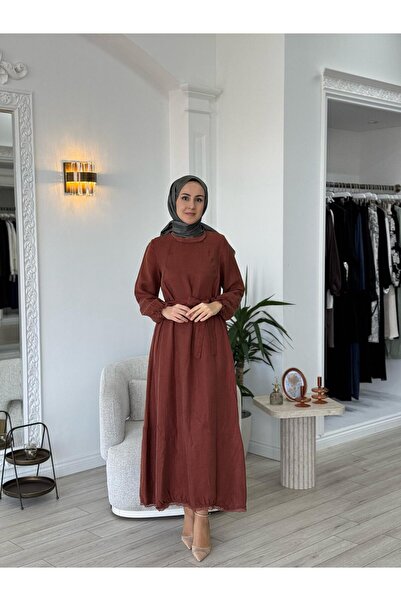 MissWhence Dantel Detaylı Elbise Turuncu 37831