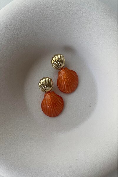 Orvix Accessories Steel Tarnishing Orange Women's Mussel Earrings Abi Earrings Summer Earrings Vintage Earrings