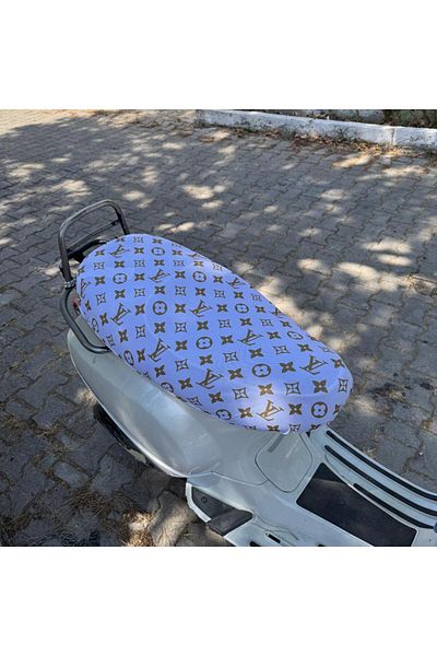 CEBECİOTO Luis White Gold Patterned Combed Motorcycle Cover - Only 50Cc Engine Compatible