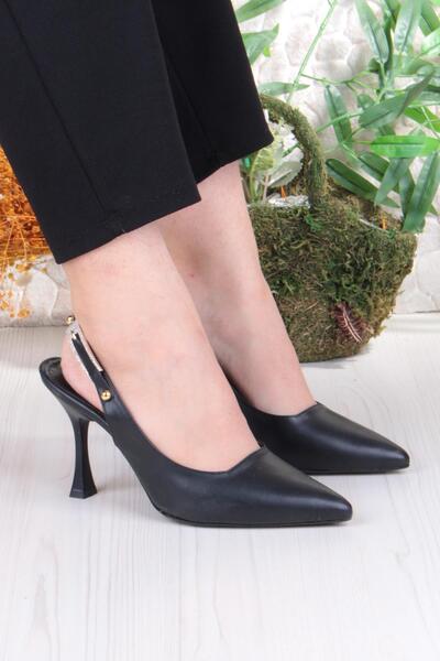 fort 086-5047 Fls Pantofi cu toc deschis pe spate, cu cataramă de piatră înch...