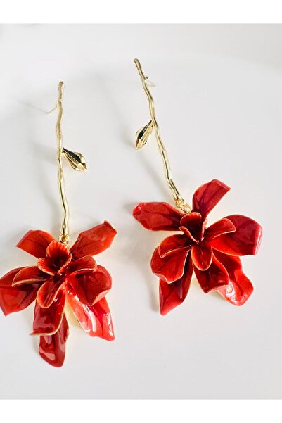 DEVİ fashion Long Flower Earrings 10 cm