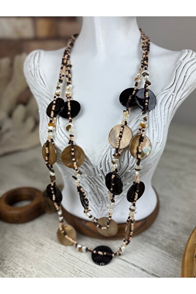 SEDEF TAKI Kahve rengi taşlı Vintage kolye