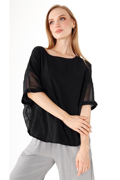 shE tekstil Side Mesh Linen Blouse