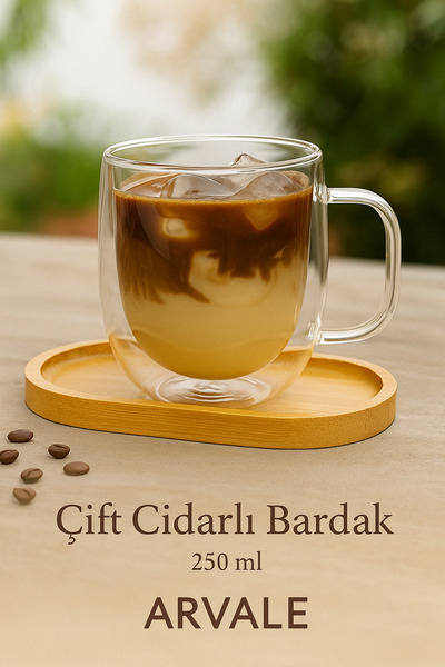 ARVALE 2 Parça Set Kahve Keyfi - Çay Kahve Kupası Ve Bambu altlık