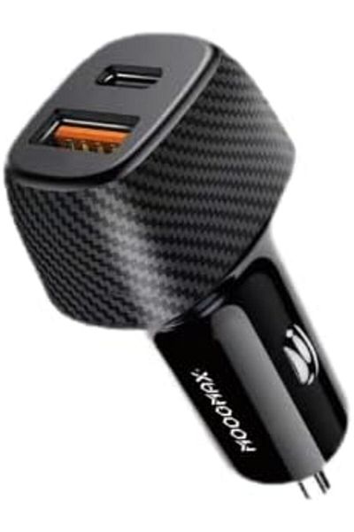 MOOGMAX Car Charger Type C - (48W) Dual Ports – 1 x Type-C PD & 1 USB QC3.0 Quick Charge - Car Power Adapt