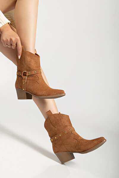 MS SUGAR SHOES Western Cowboy Γυναικείες Κεντημένες Κοντές Μπότες με λεπτομέρεια Troc