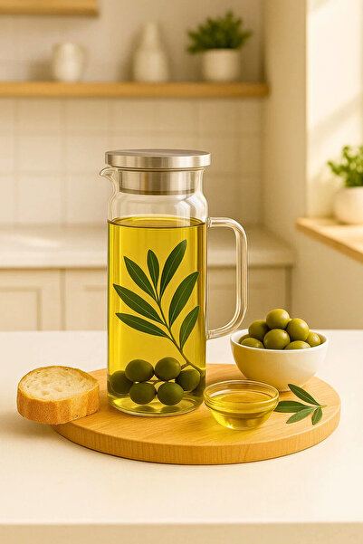 Woodcept. Metal Kapaklı Düz Cam Yağlık Yağdanlık Seti, Zeytinyağı ve Ayçiçek ...