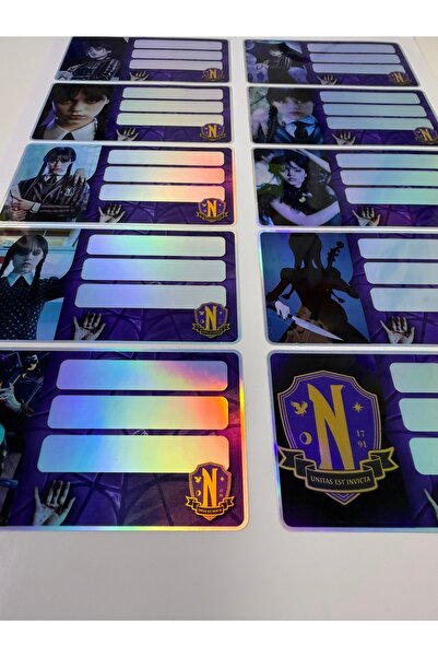 cakaybu Wednesday Addams School Notebook Label Paste Sticker Hologram
