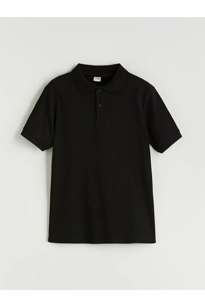 LC Waikiki Black Polo Neck Boy's T-Shirt