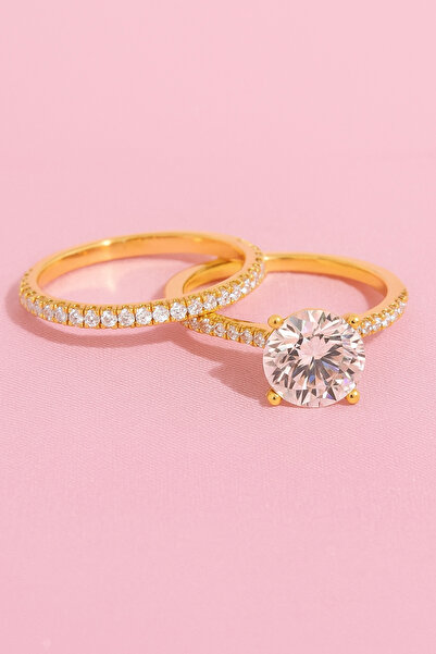 Crystal Diamond Zirconia Işıklı kutuda 1.75 karat tektaş ve tamtur yüzük