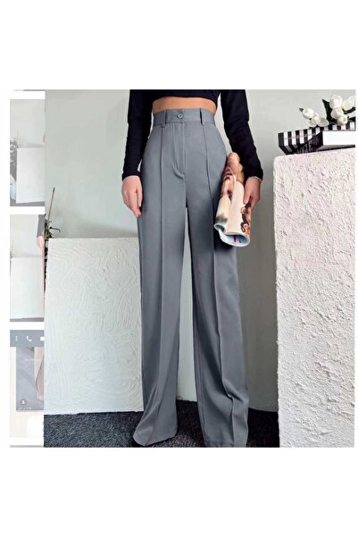 LAVA FASHION Çimalı Slim Fit Kalip Kadın Salaş 90's Yüksek Salaş Paç Slim Fit Kalip Palazzo Pantolon