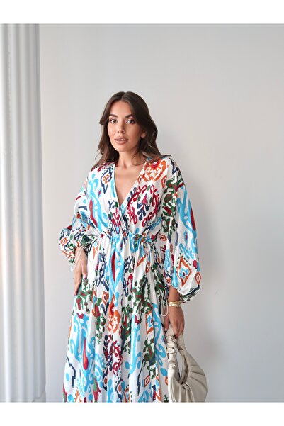 Swass Καλοκαιρινό φόρεμα σιφόν με κοντό μανίκι με λουλουδάτο σχέδιο