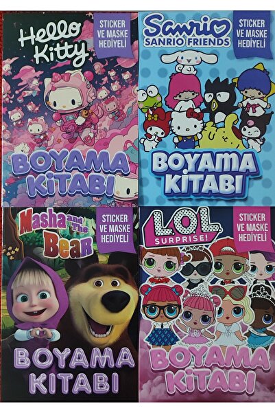 ada çanta kırtasiye 4 adet stickerli karakter figürlü boyama kitabı LO87849665