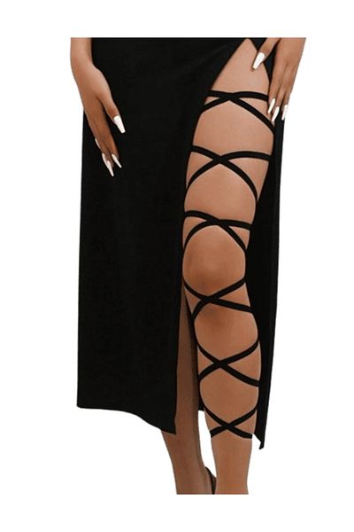 LOVENTA Accesorii de lenjerie intimă sexy pentru femei, culoare neagră